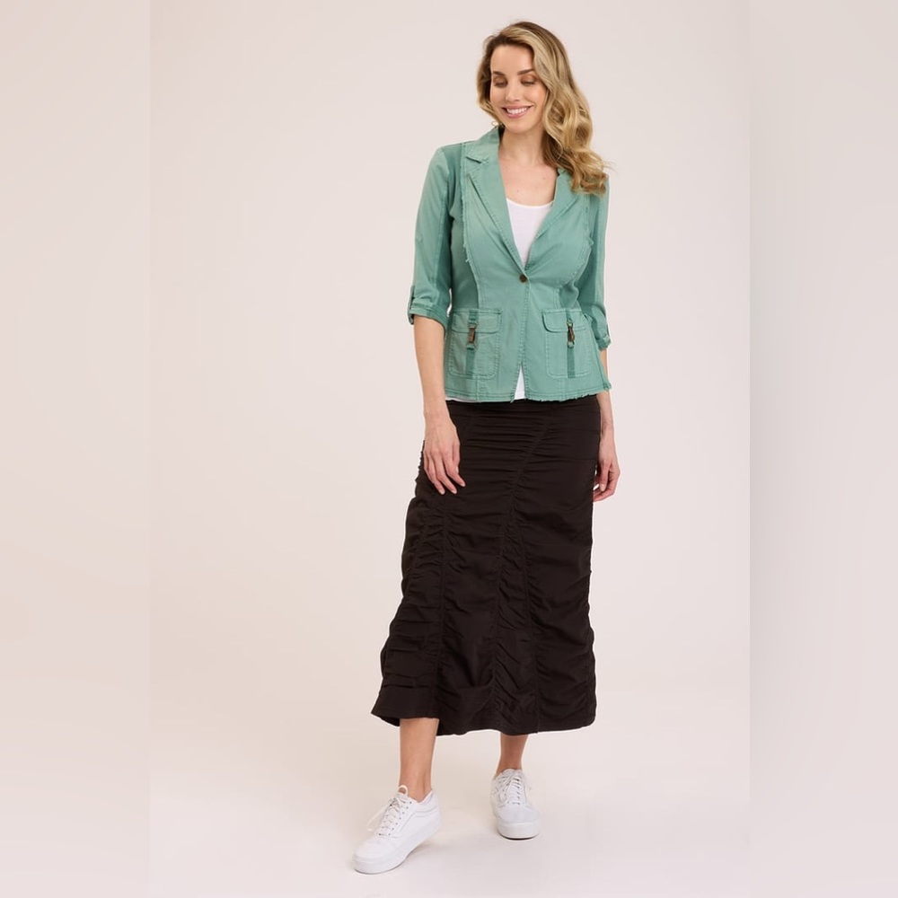 XCVI Fold Over Waistband Maxi Peasant Gored Skirt - Picture 3 of 4